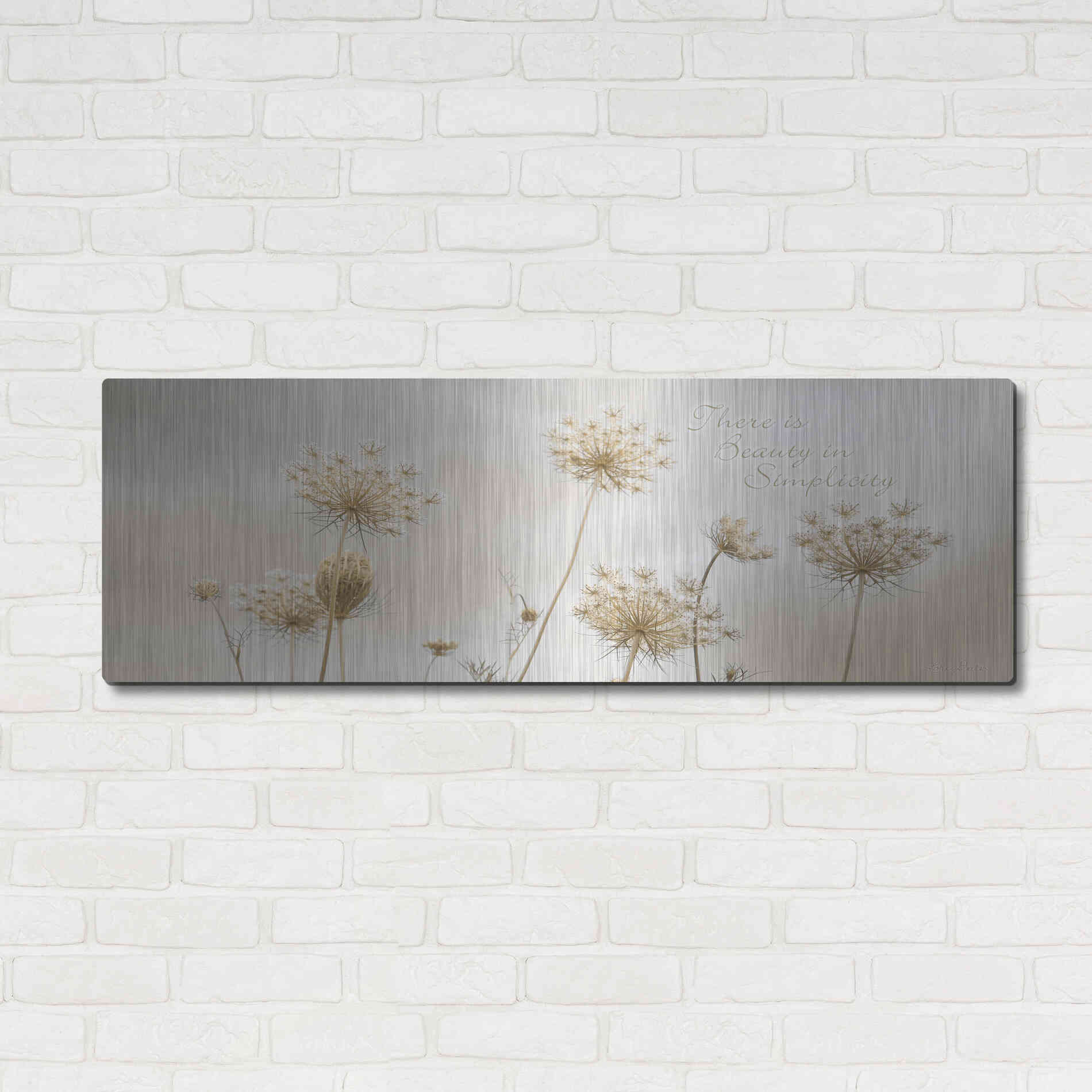 Luxe Metal Art 'There is Beauty in Simplicity' by Lori Deiter, Metal Wall Art,48x16