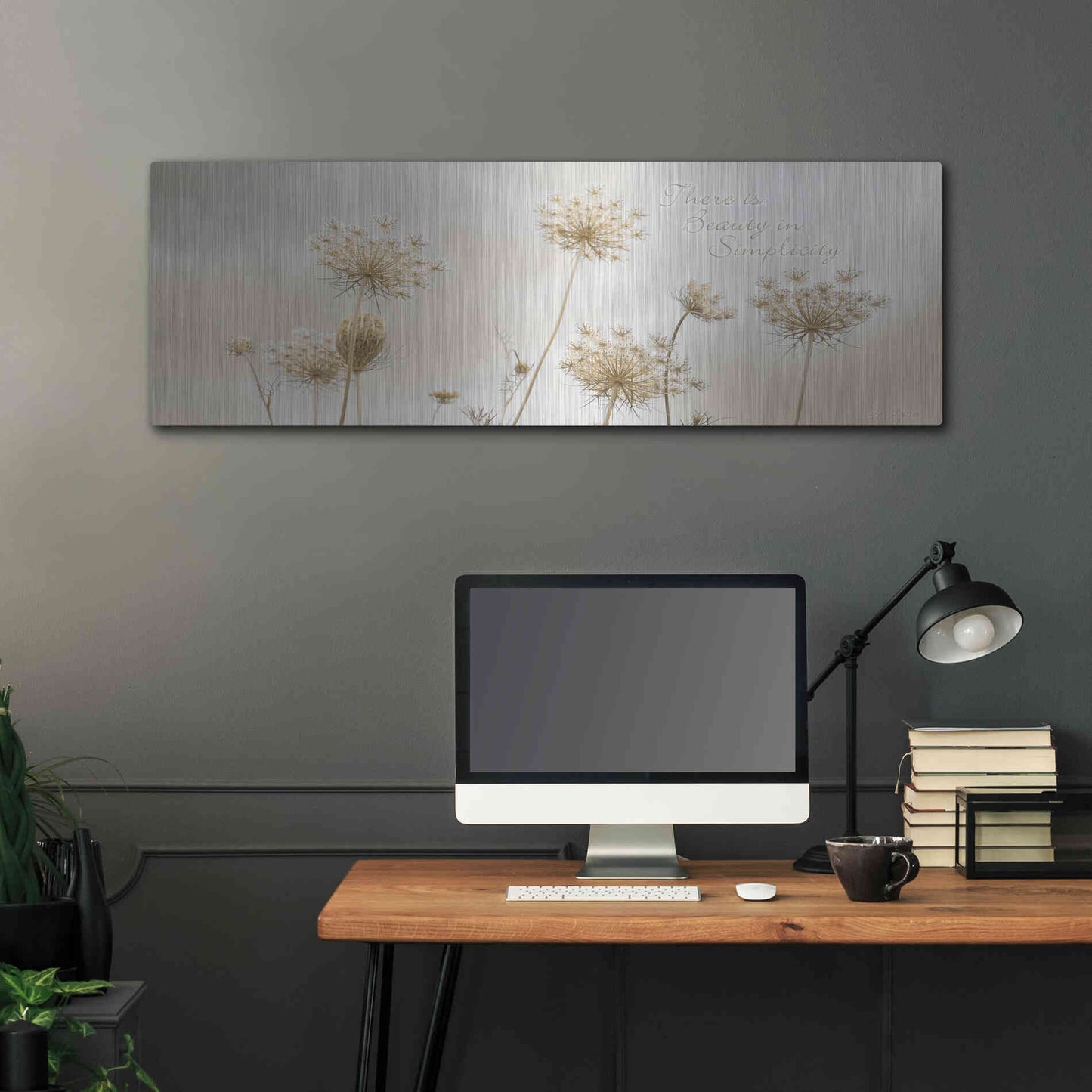 Luxe Metal Art 'There is Beauty in Simplicity' by Lori Deiter, Metal Wall Art,48x16