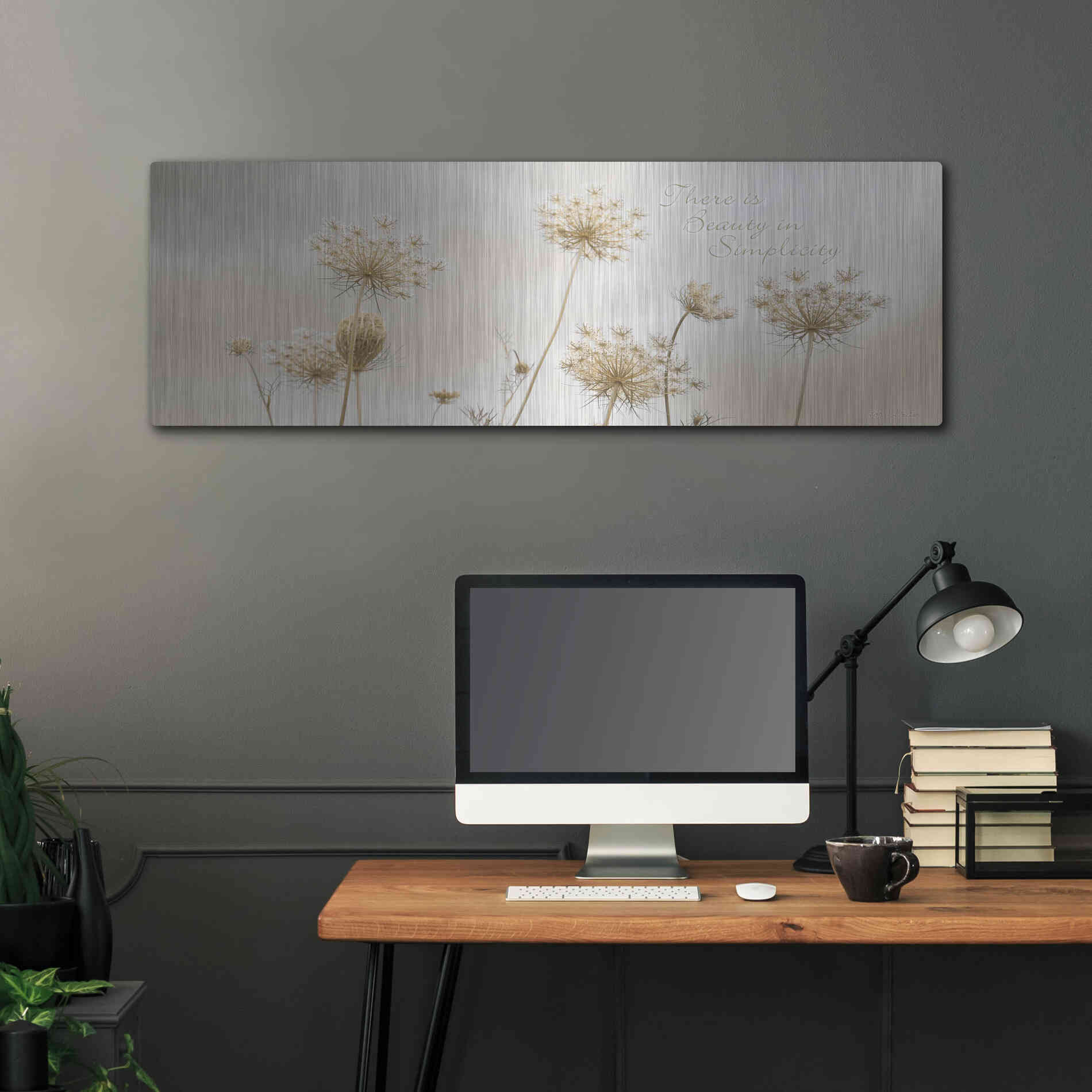 Luxe Metal Art 'There is Beauty in Simplicity' by Lori Deiter, Metal Wall Art,48x16