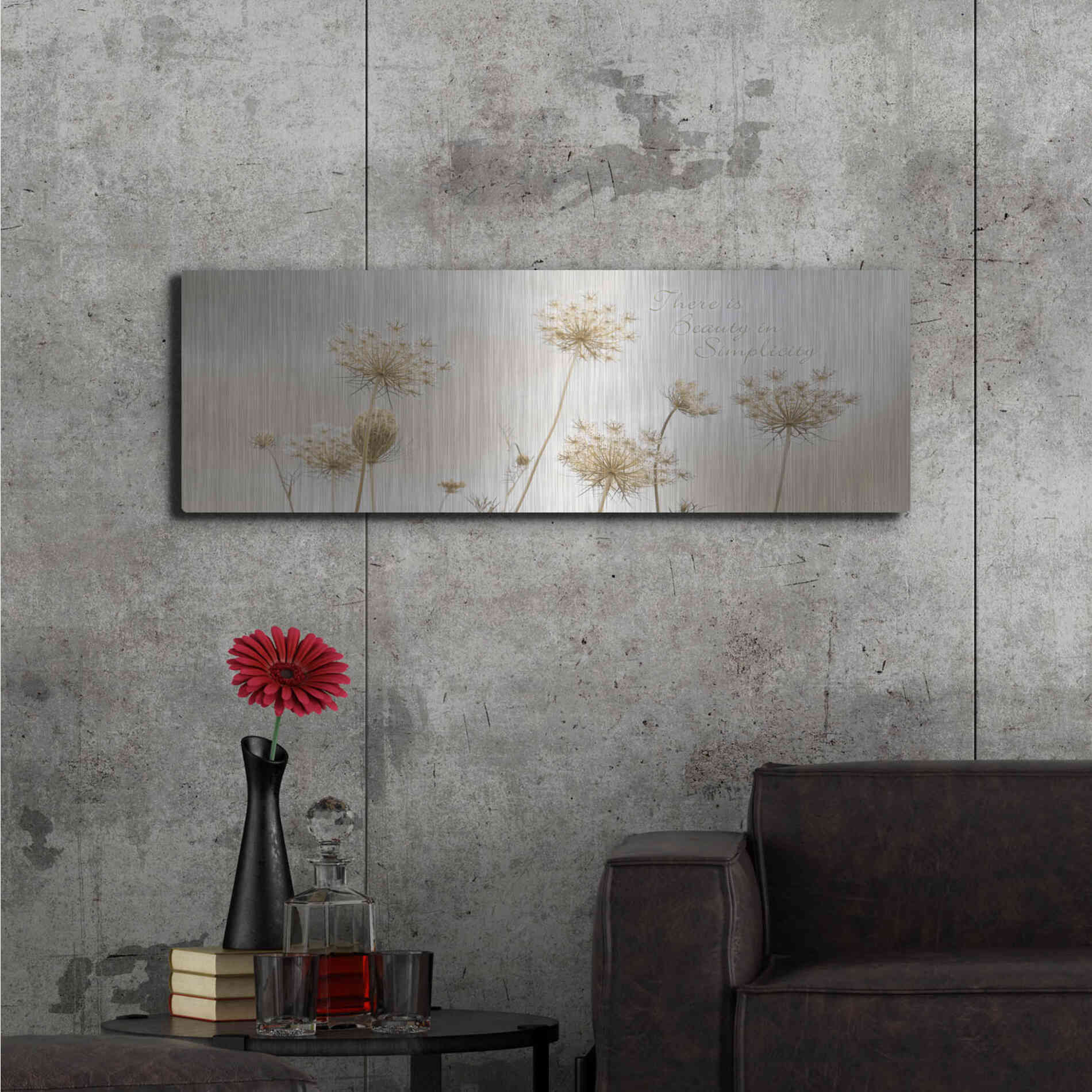 Luxe Metal Art 'There is Beauty in Simplicity' by Lori Deiter, Metal Wall Art,48x16