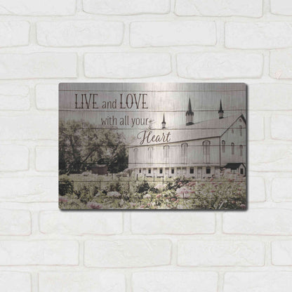 Luxe Metal Art 'Live and Love Barn' by Lori Deiter, Metal Wall Art,16x12