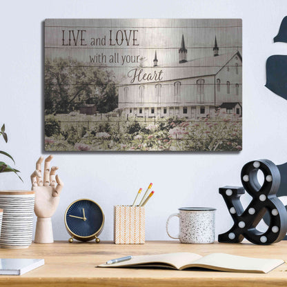 Luxe Metal Art 'Live and Love Barn' by Lori Deiter, Metal Wall Art,16x12