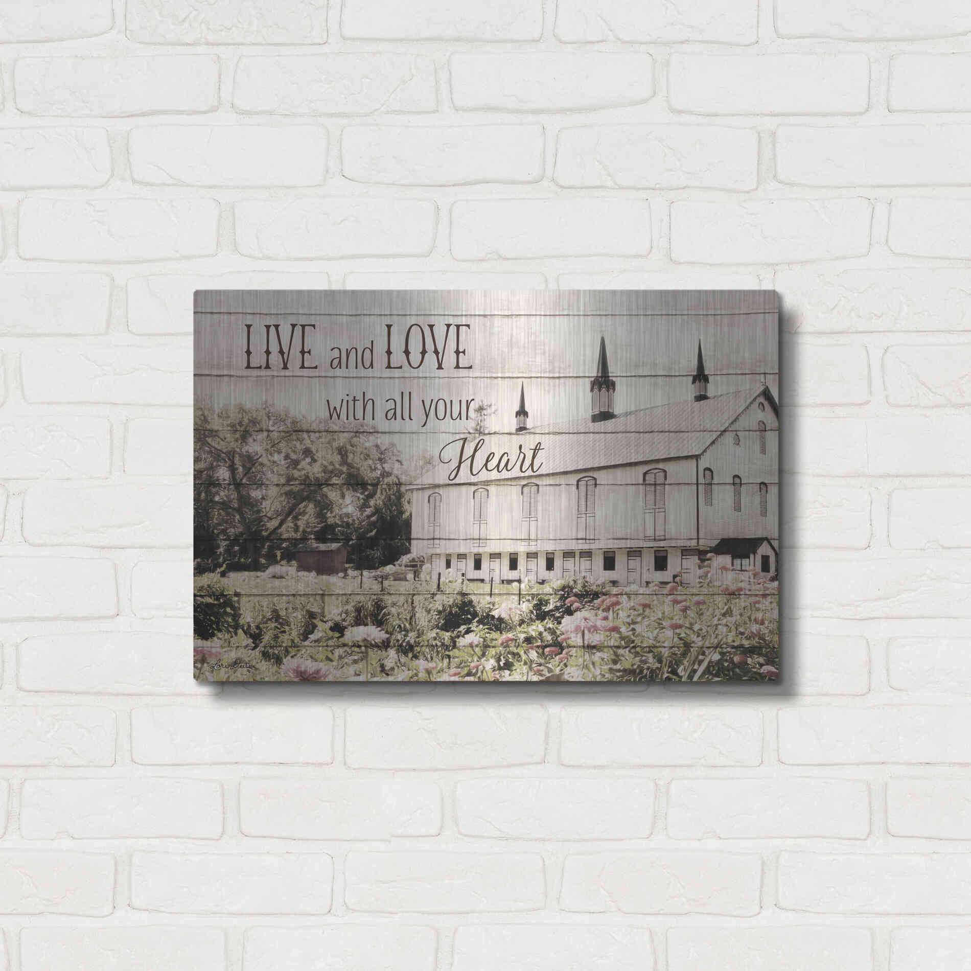 Luxe Metal Art 'Live and Love Barn' by Lori Deiter, Metal Wall Art,24x16