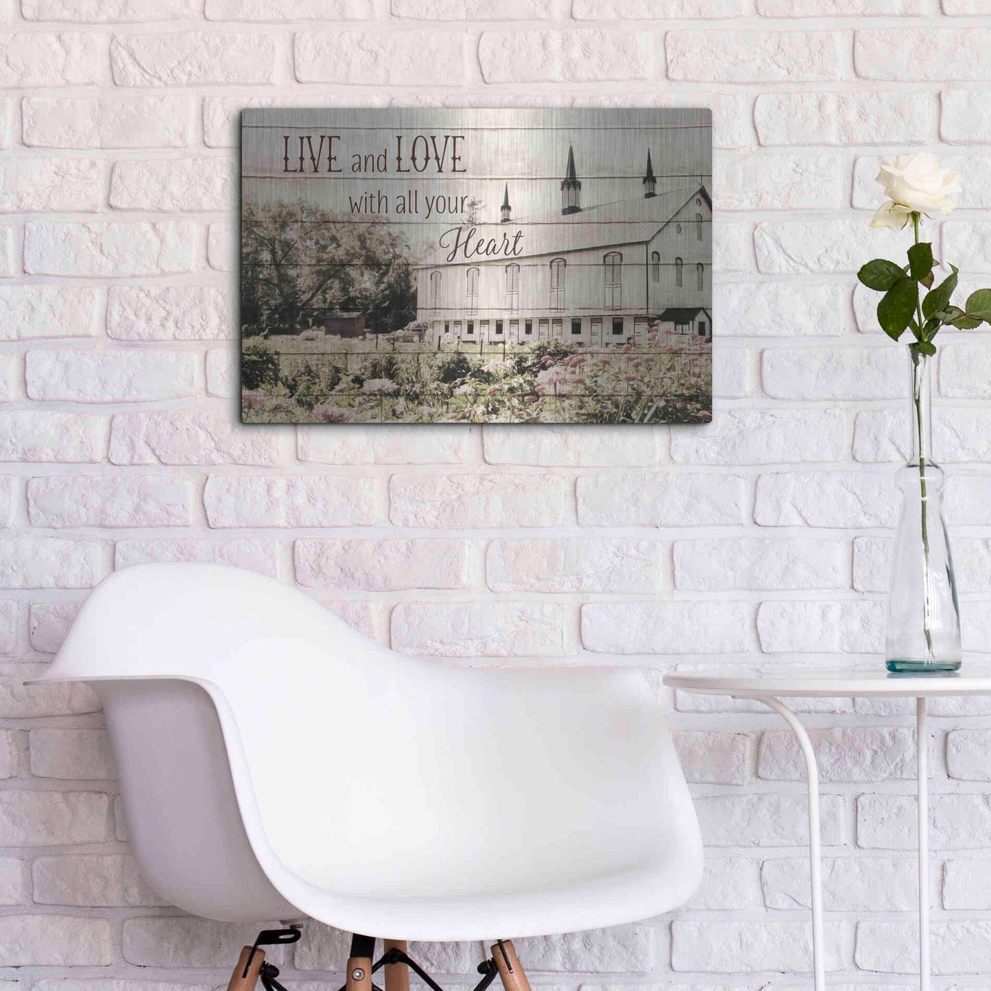 Luxe Metal Art 'Live and Love Barn' by Lori Deiter, Metal Wall Art,24x16