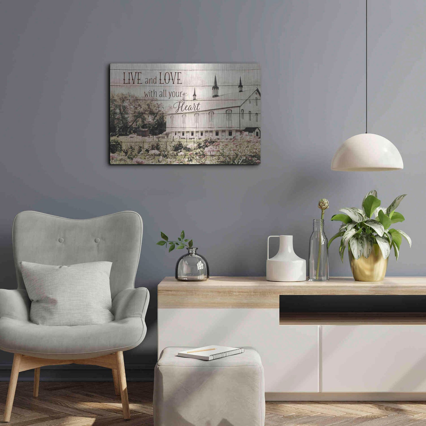 Luxe Metal Art 'Live and Love Barn' by Lori Deiter, Metal Wall Art,24x16