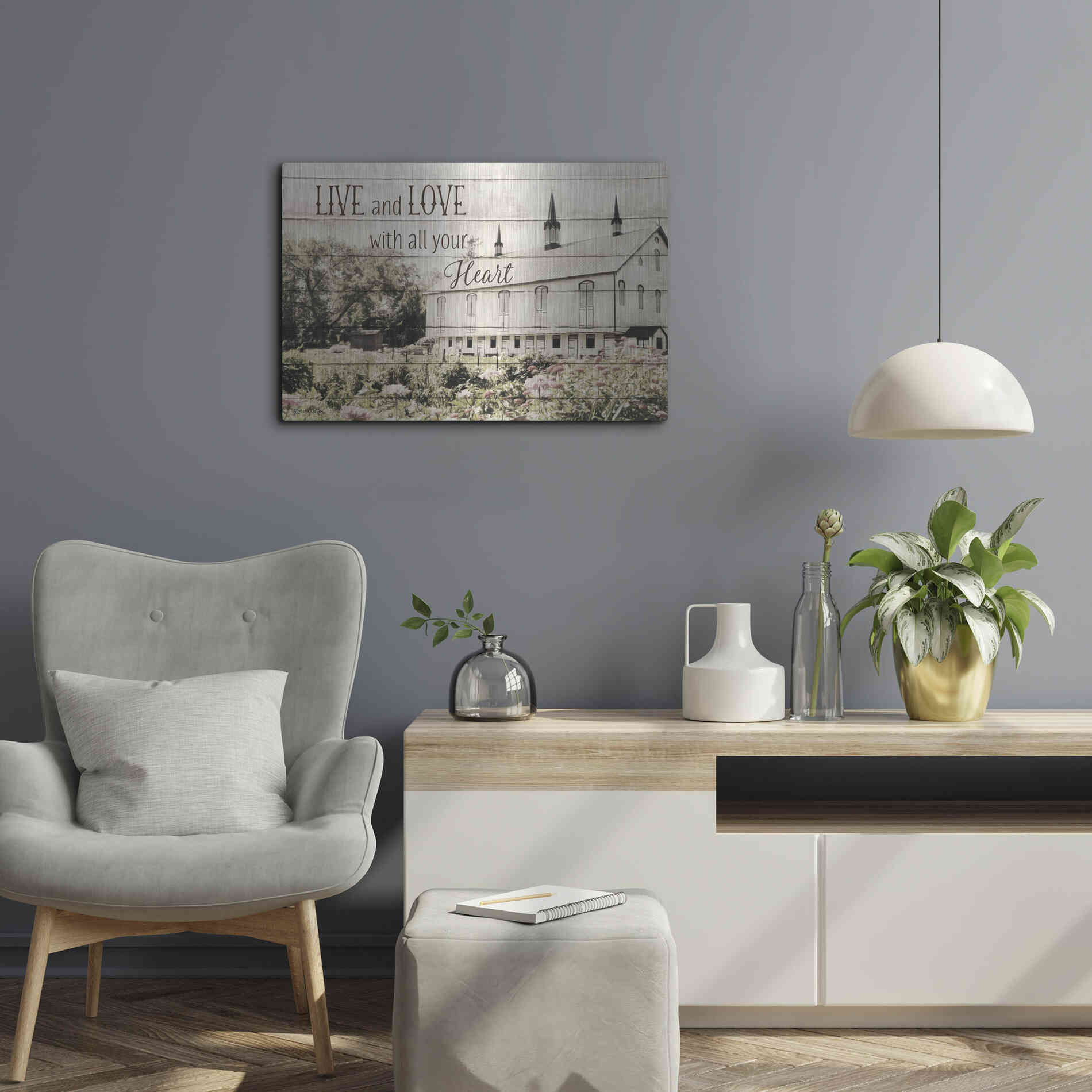 Luxe Metal Art 'Live and Love Barn' by Lori Deiter, Metal Wall Art,24x16