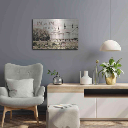 Luxe Metal Art 'Live and Love Barn' by Lori Deiter, Metal Wall Art,24x16