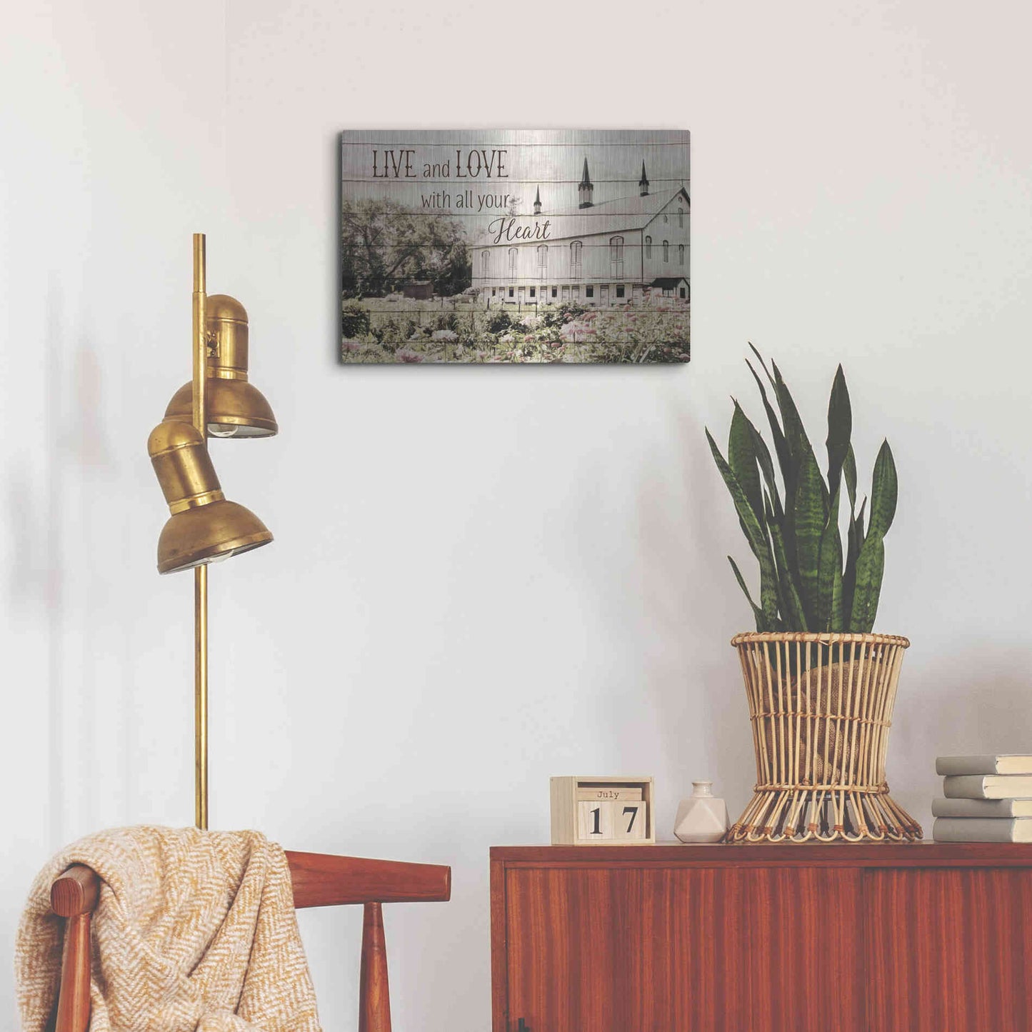 Luxe Metal Art 'Live and Love Barn' by Lori Deiter, Metal Wall Art,24x16