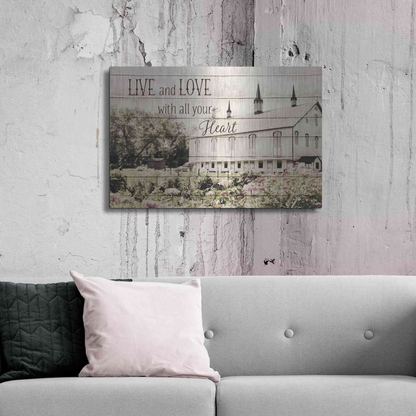 Luxe Metal Art 'Live and Love Barn' by Lori Deiter, Metal Wall Art,36x24