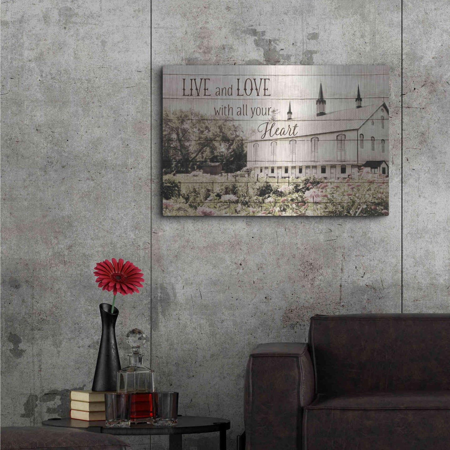 Luxe Metal Art 'Live and Love Barn' by Lori Deiter, Metal Wall Art,36x24