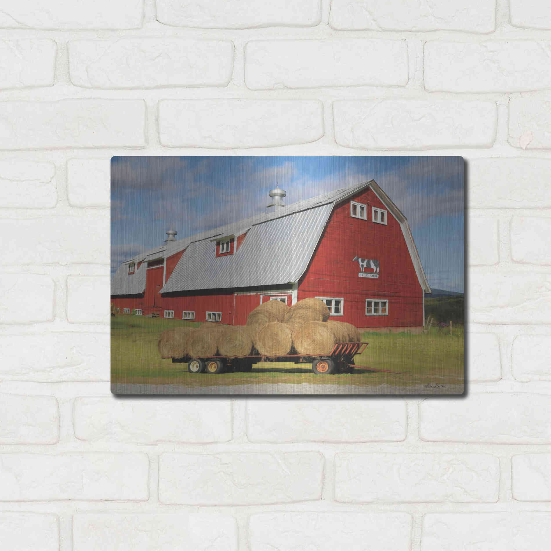 Luxe Metal Art 'Vermont Dairy Farm' by Lori Deiter, Metal Wall Art,16x12