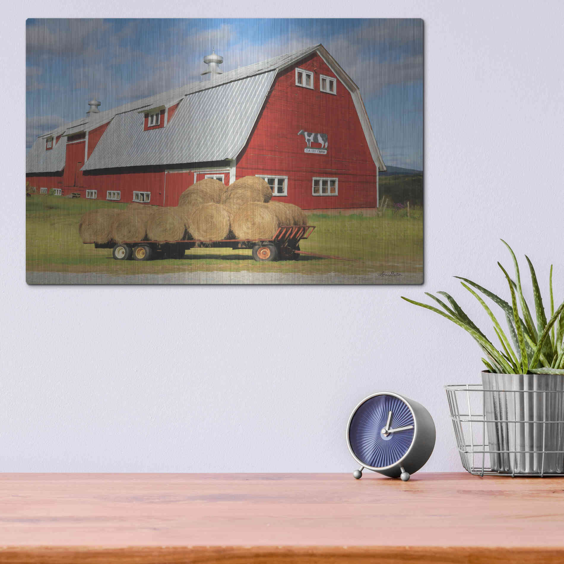 Luxe Metal Art 'Vermont Dairy Farm' by Lori Deiter, Metal Wall Art,16x12