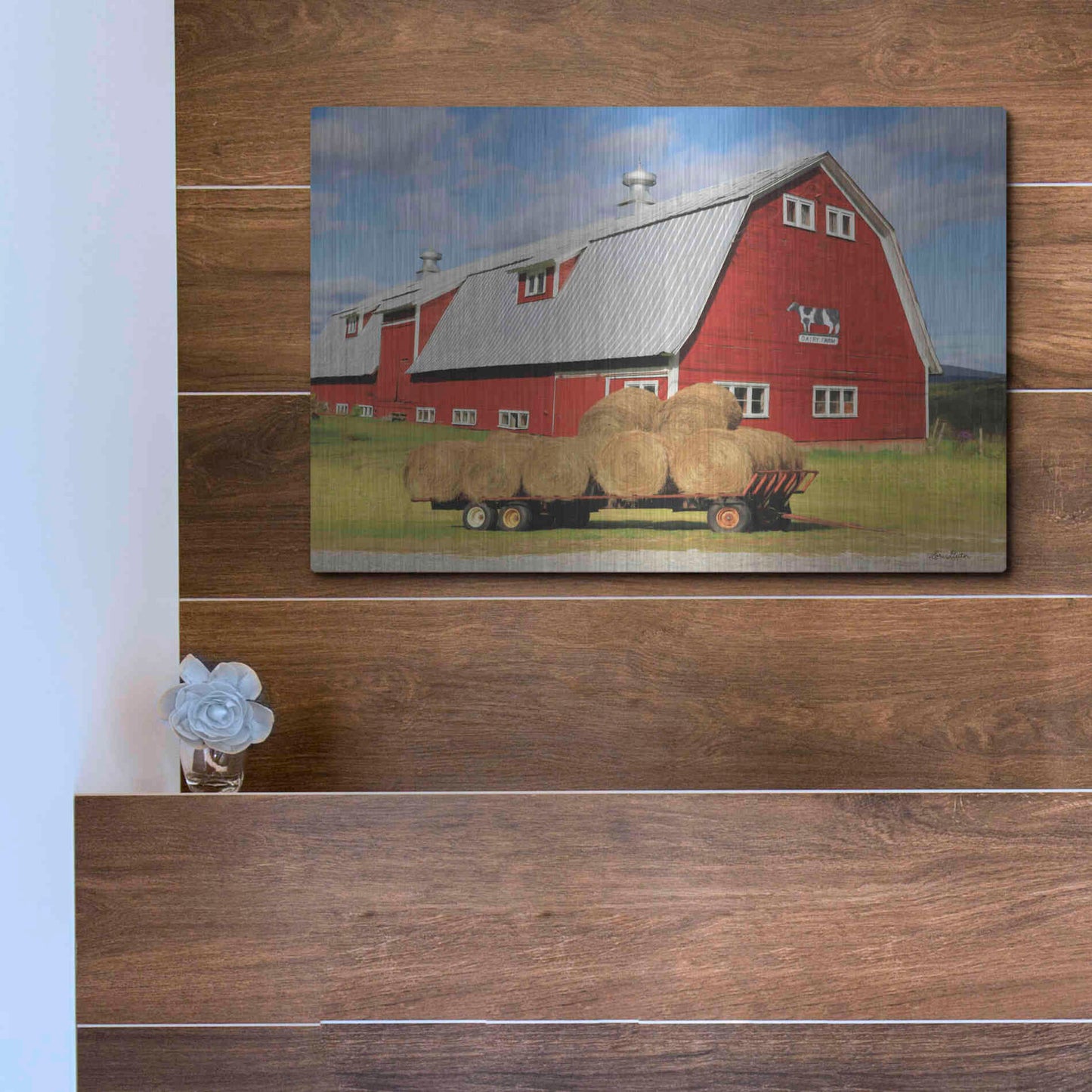 Luxe Metal Art 'Vermont Dairy Farm' by Lori Deiter, Metal Wall Art,16x12