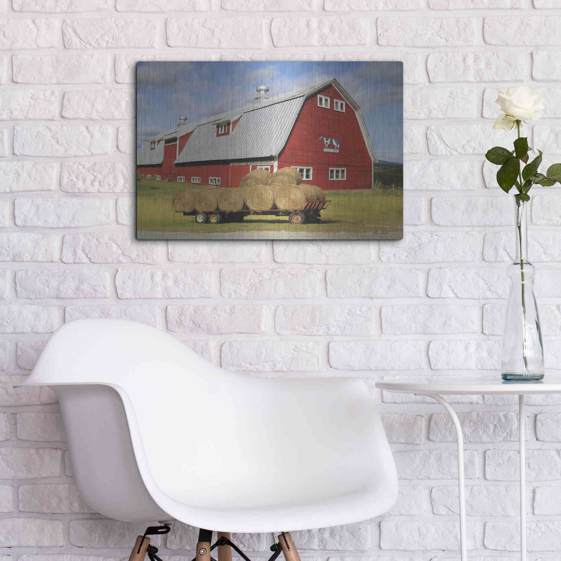 Luxe Metal Art 'Vermont Dairy Farm' by Lori Deiter, Metal Wall Art,24x16