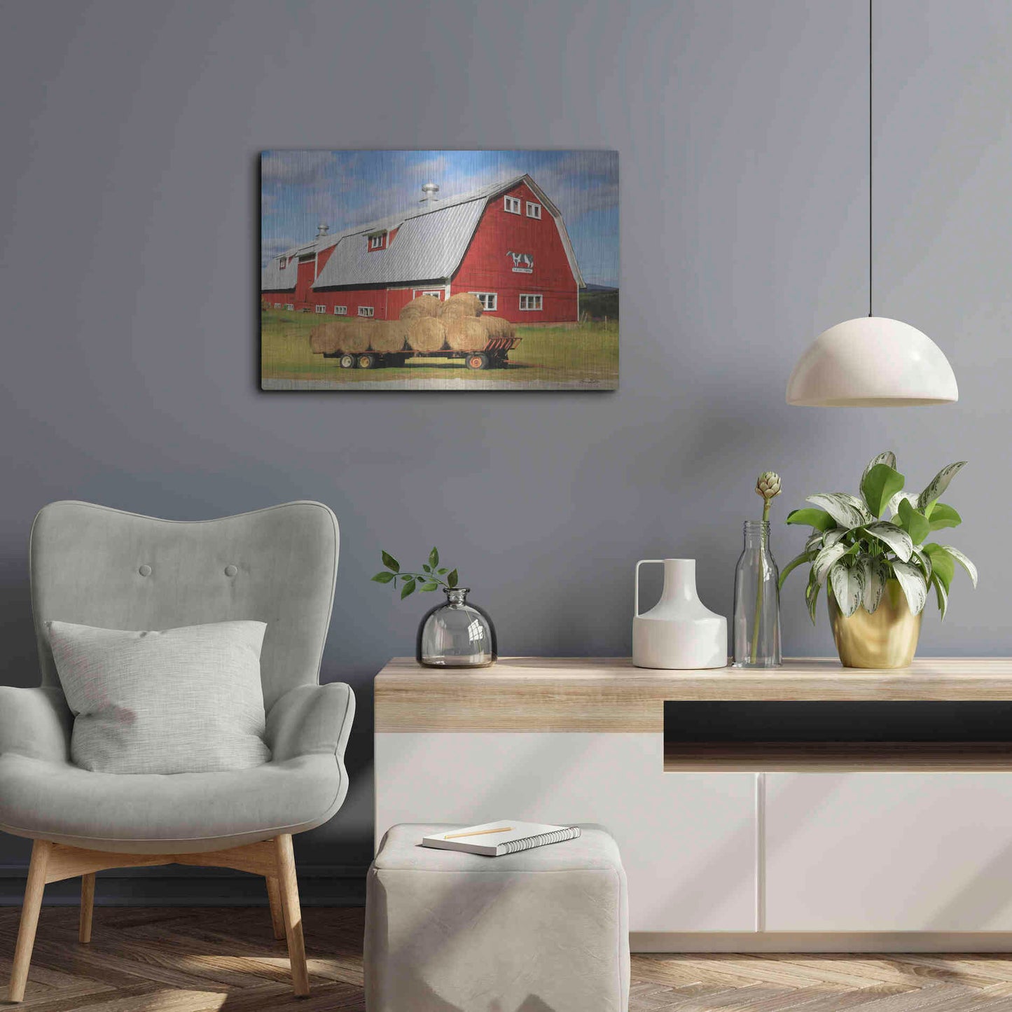 Luxe Metal Art 'Vermont Dairy Farm' by Lori Deiter, Metal Wall Art,24x16