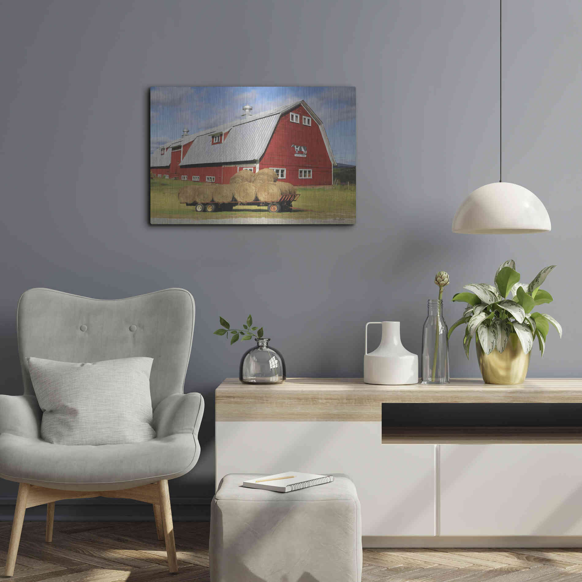 Luxe Metal Art 'Vermont Dairy Farm' by Lori Deiter, Metal Wall Art,24x16