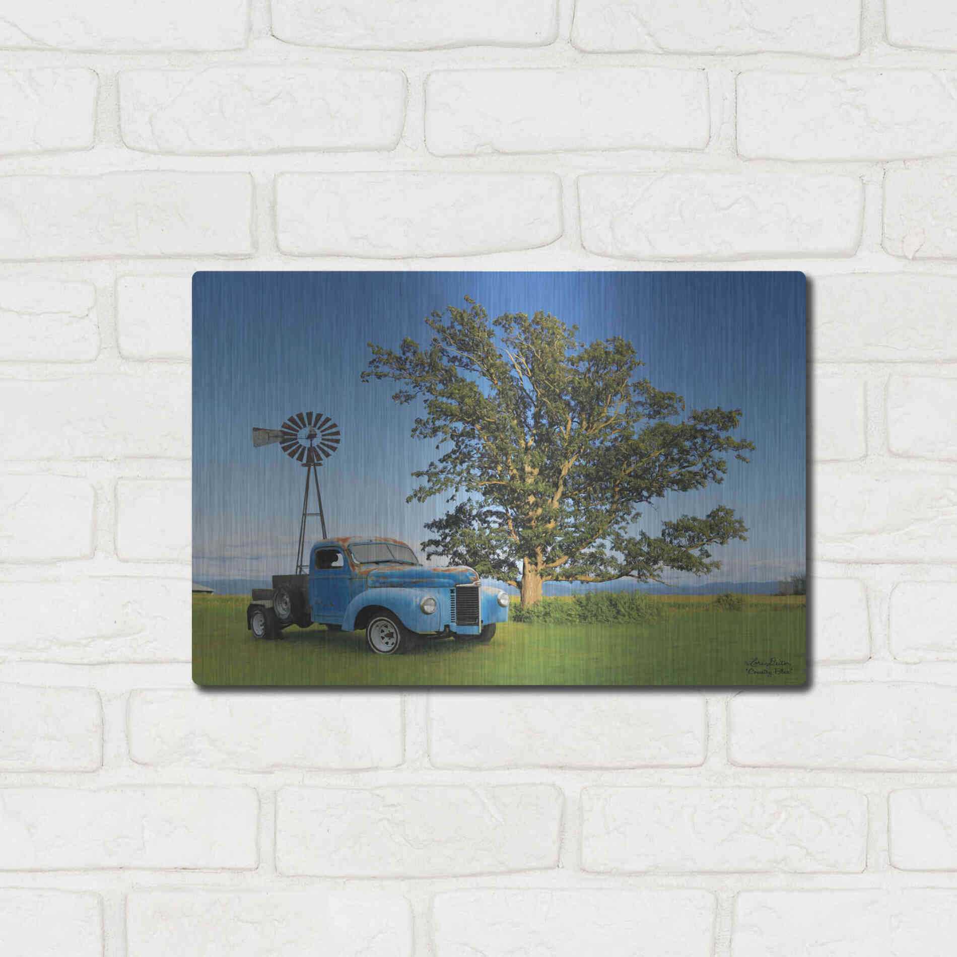 Luxe Metal Art 'Country Blue' by Lori Deiter, Metal Wall Art,16x12