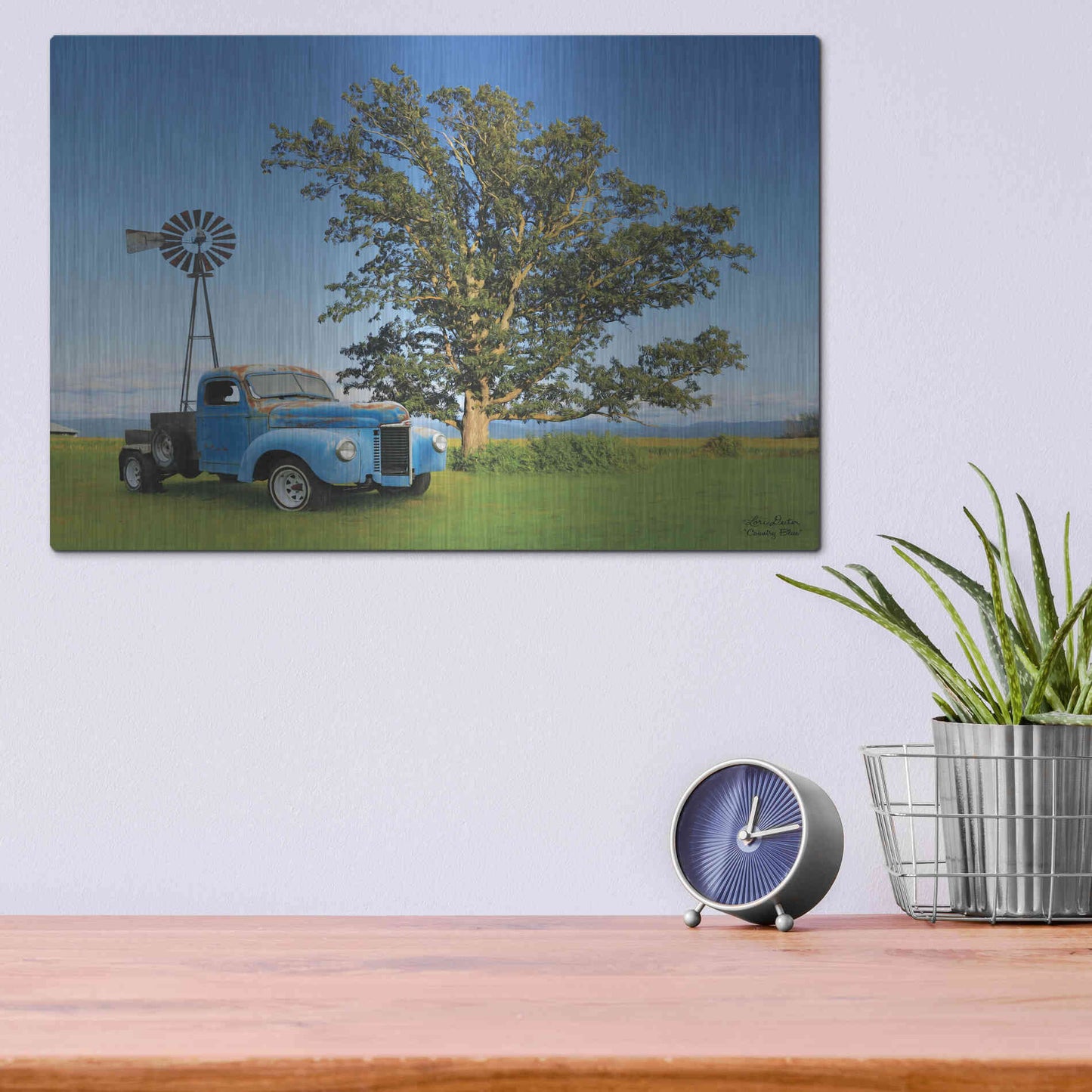 Luxe Metal Art 'Country Blue' by Lori Deiter, Metal Wall Art,16x12