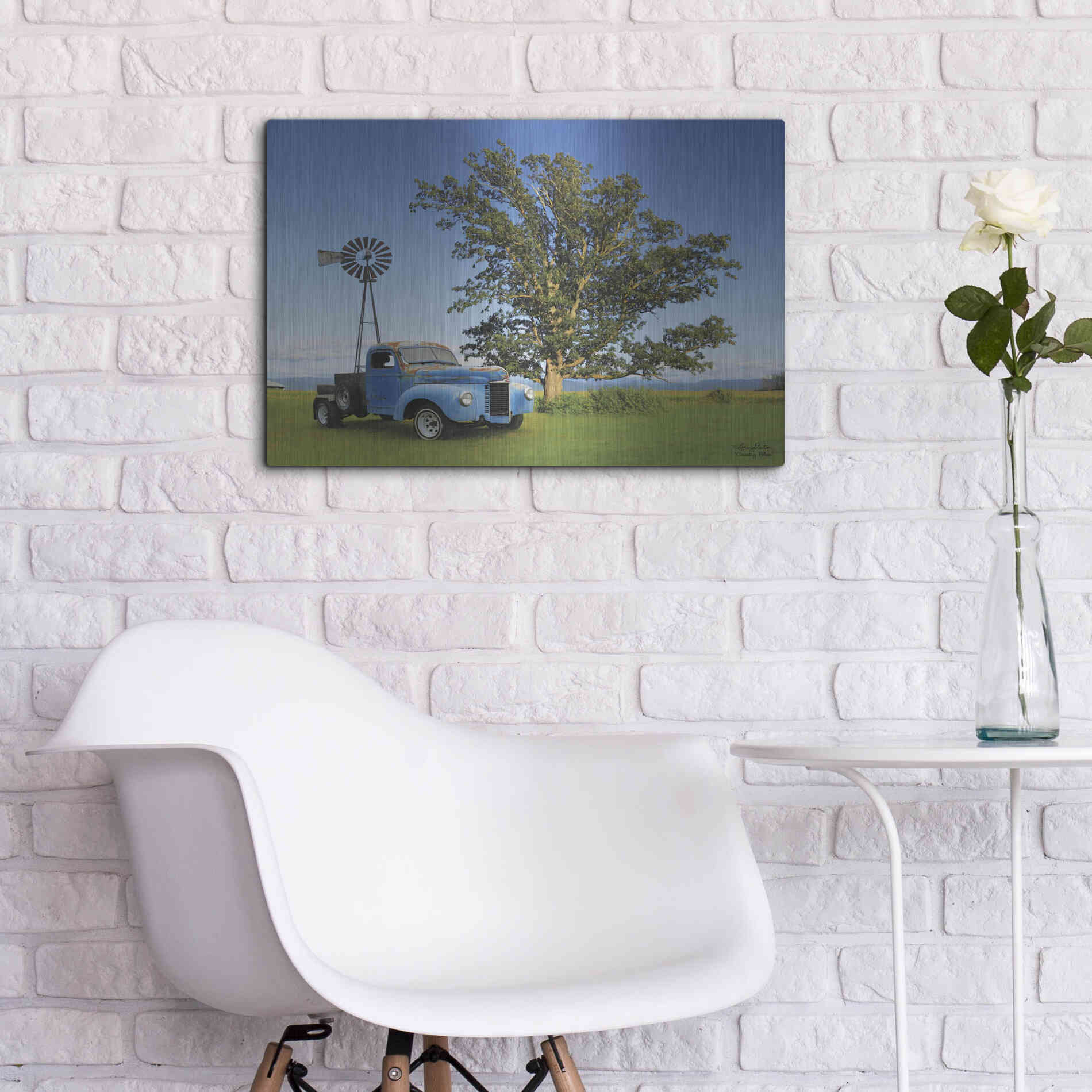 Luxe Metal Art 'Country Blue' by Lori Deiter, Metal Wall Art,24x16