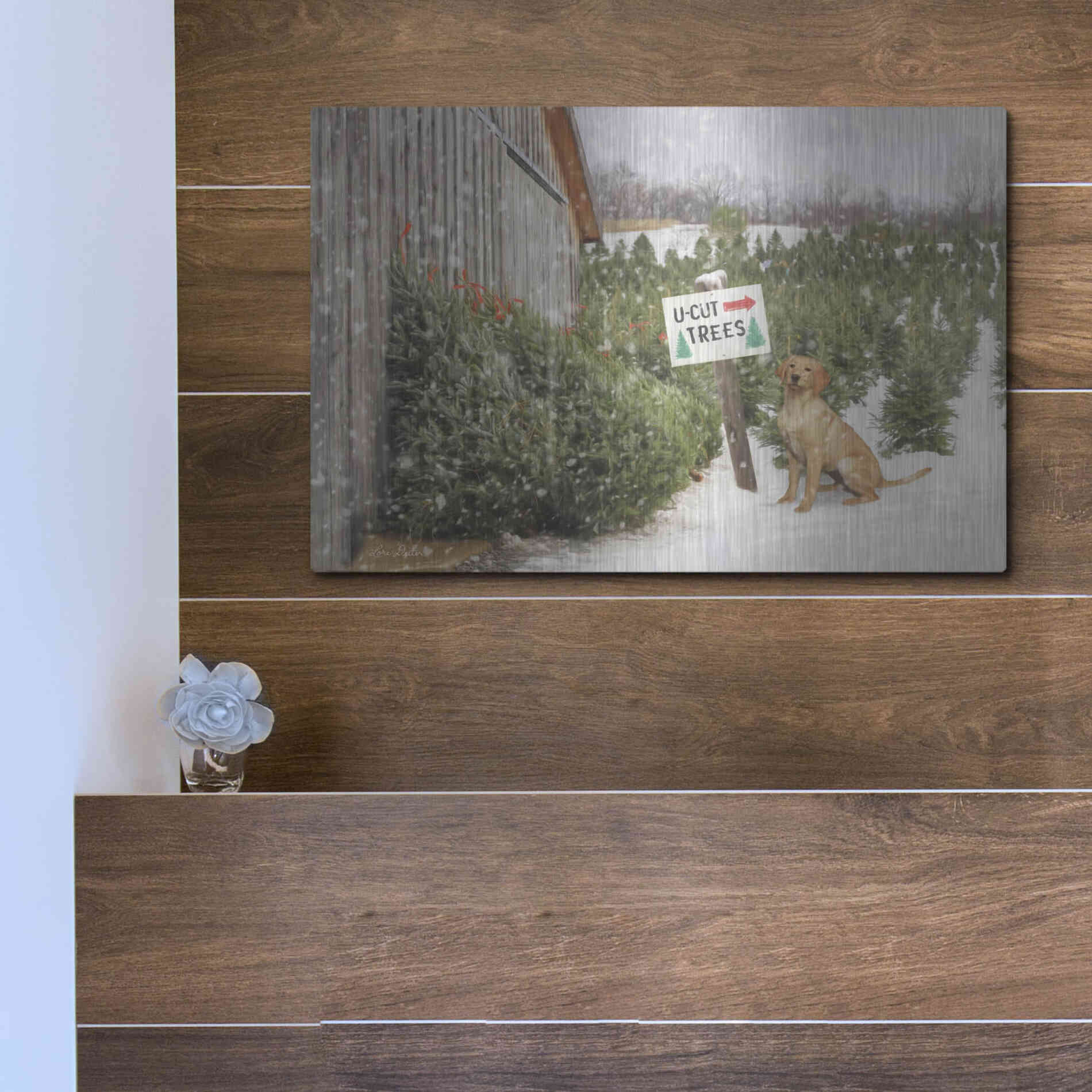 Luxe Metal Art 'U-Cut Trees' by Lori Deiter, Metal Wall Art,16x12