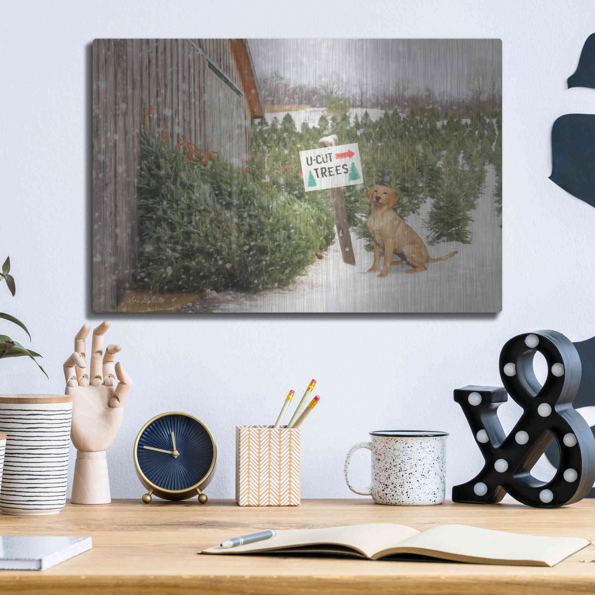 Luxe Metal Art 'U-Cut Trees' by Lori Deiter, Metal Wall Art,16x12