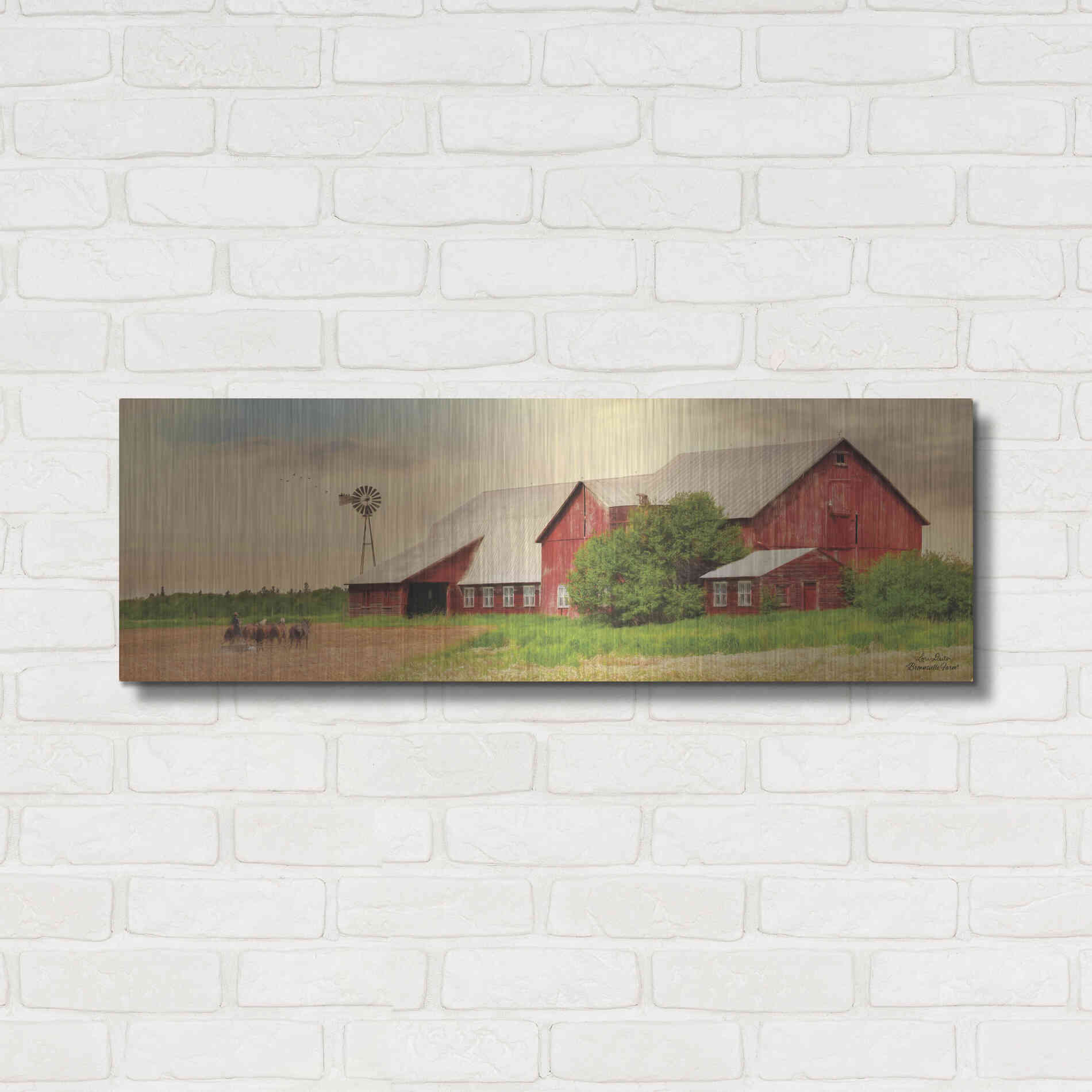 Luxe Metal Art 'Brownsville Farm' by Lori Deiter, Metal Wall Art,36x12
