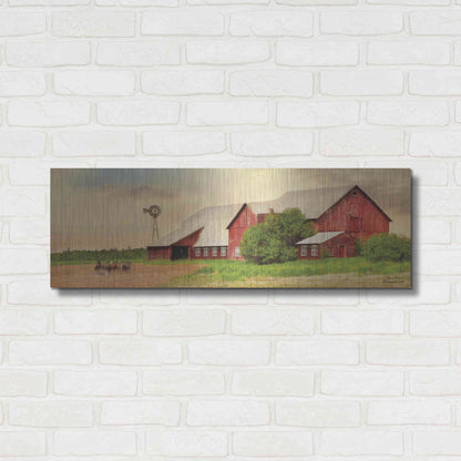 Luxe Metal Art 'Brownsville Farm' by Lori Deiter, Metal Wall Art,36x12