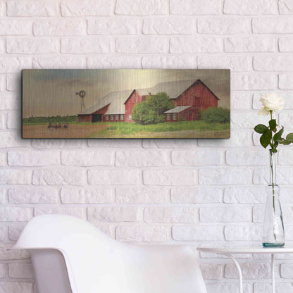 Luxe Metal Art 'Brownsville Farm' by Lori Deiter, Metal Wall Art,36x12