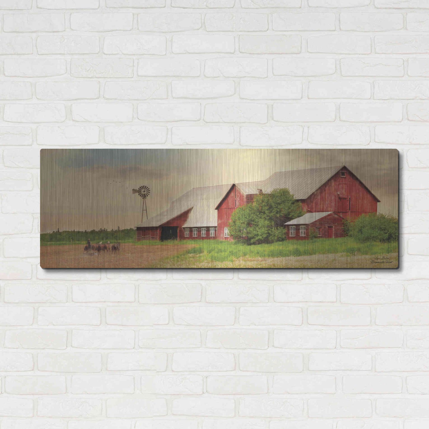 Luxe Metal Art 'Brownsville Farm' by Lori Deiter, Metal Wall Art,48x16