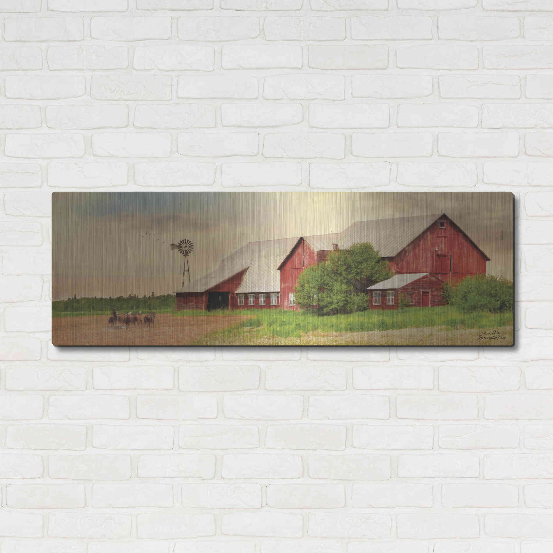 Luxe Metal Art 'Brownsville Farm' by Lori Deiter, Metal Wall Art,48x16