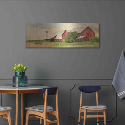 Luxe Metal Art 'Brownsville Farm' by Lori Deiter, Metal Wall Art,48x16