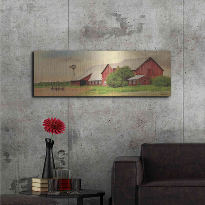 Luxe Metal Art 'Brownsville Farm' by Lori Deiter, Metal Wall Art,48x16