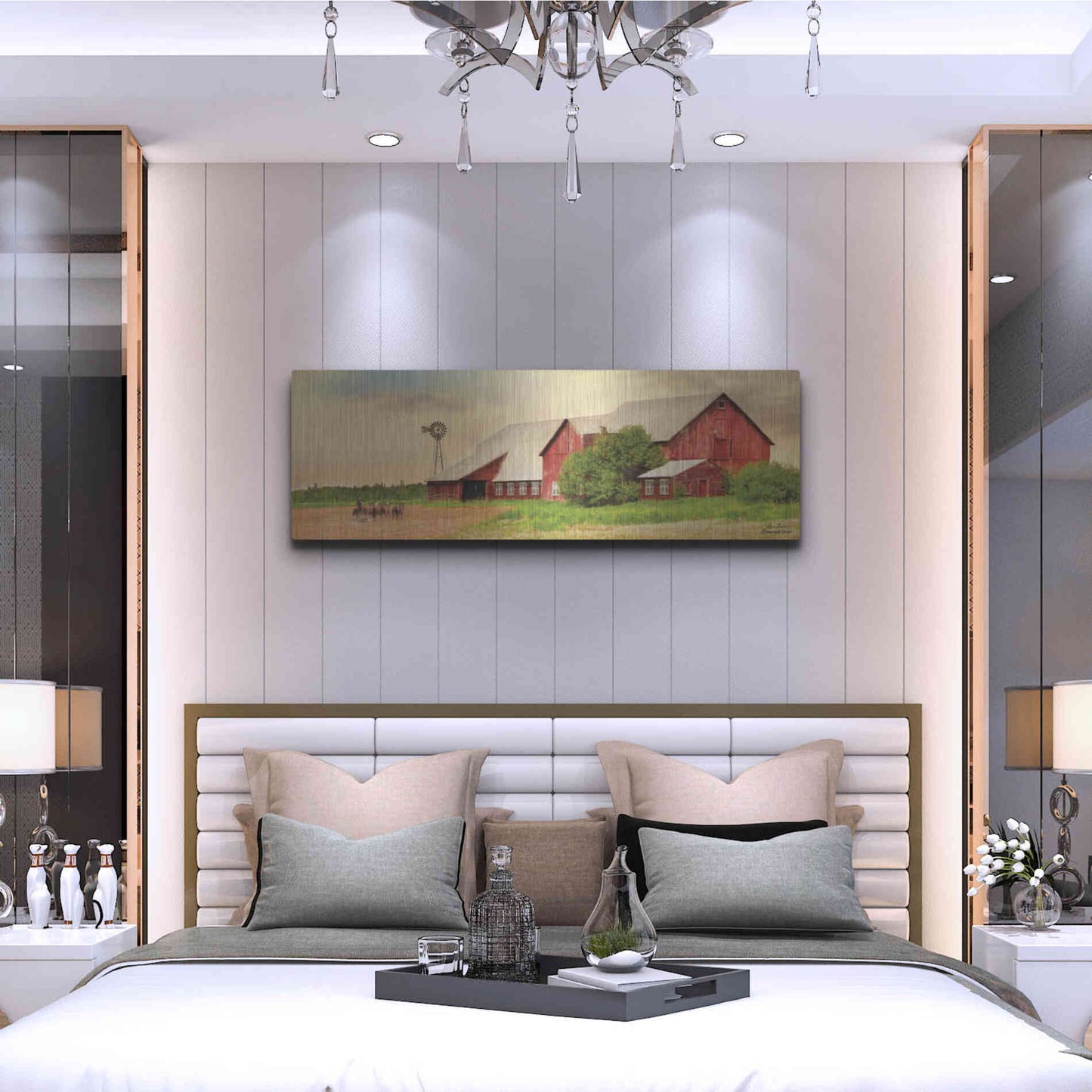 Luxe Metal Art 'Brownsville Farm' by Lori Deiter, Metal Wall Art,48x16