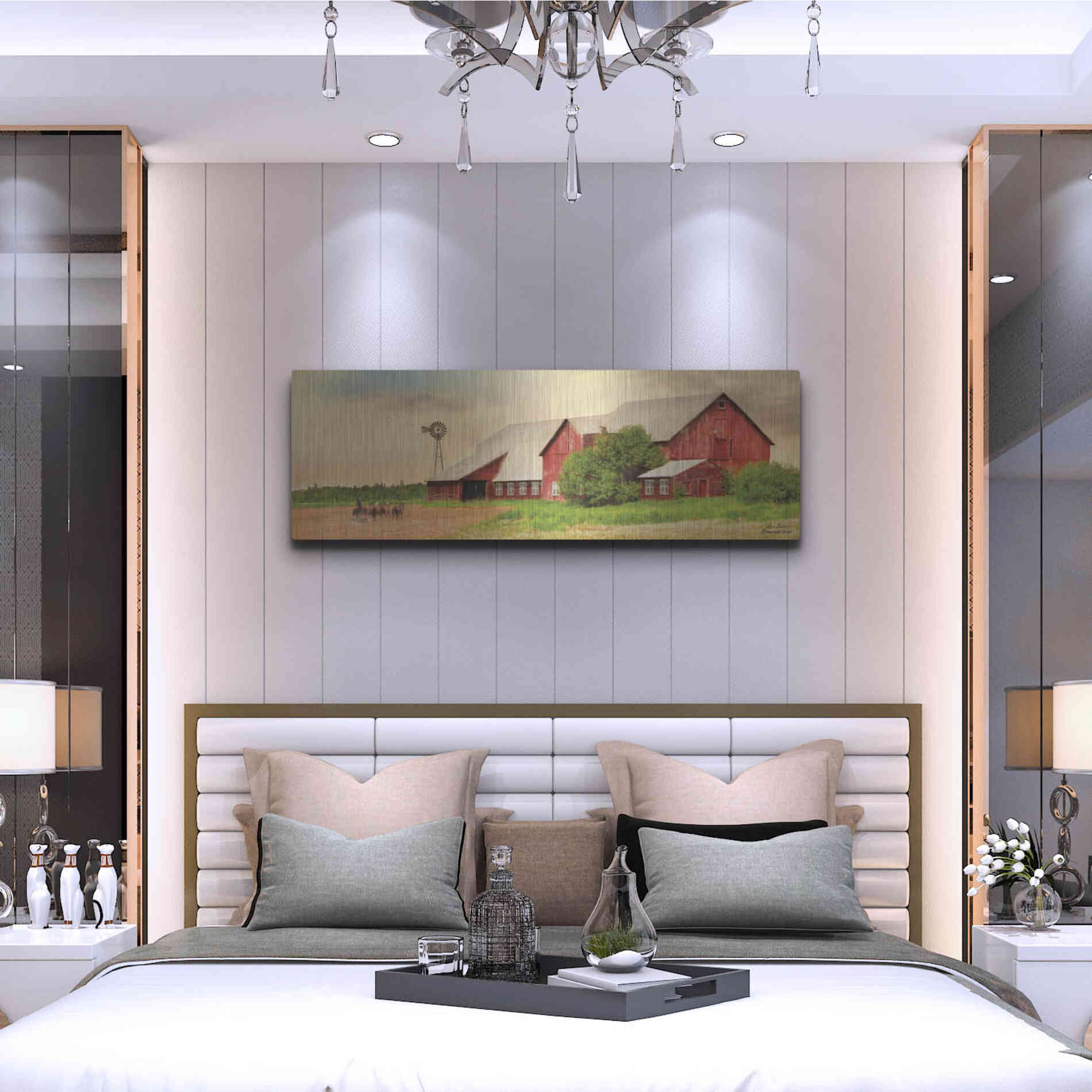 Luxe Metal Art 'Brownsville Farm' by Lori Deiter, Metal Wall Art,48x16