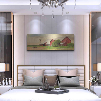 Luxe Metal Art 'Brownsville Farm' by Lori Deiter, Metal Wall Art,48x16