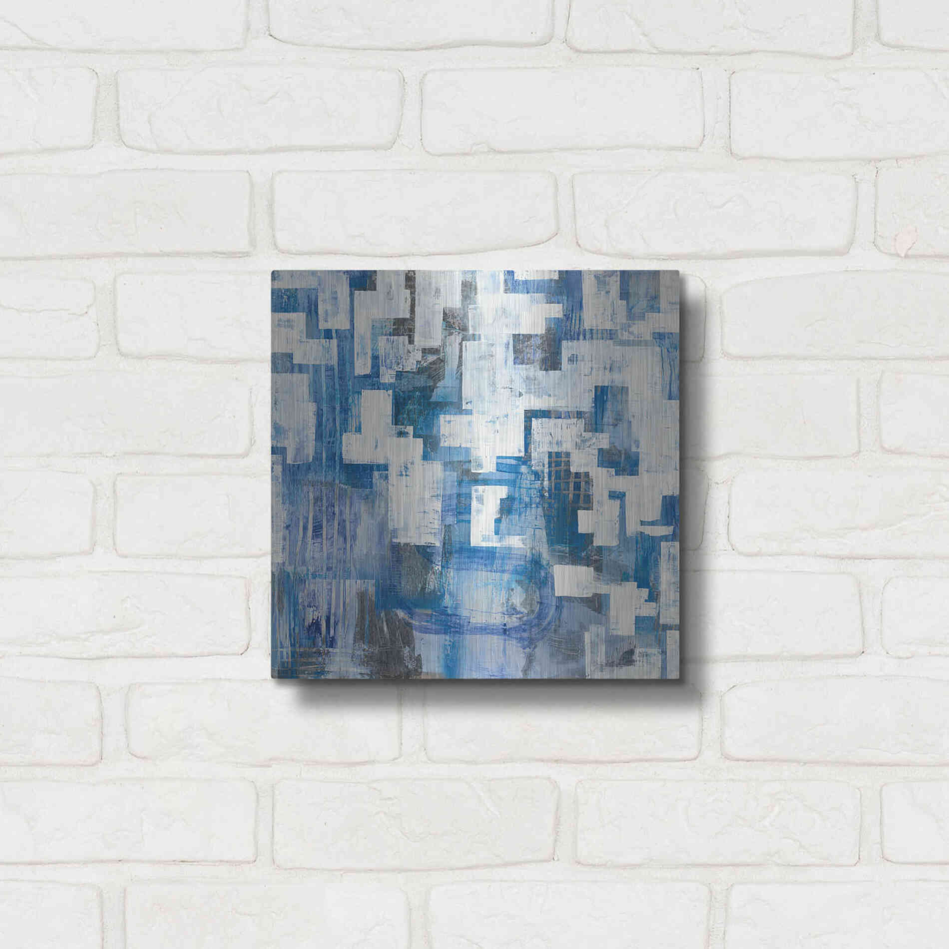 Luxe Metal Art 'In Blue A Maze' by Melissa Averinos, Metal Wall Art,12x12