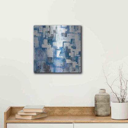 Luxe Metal Art 'In Blue A Maze' by Melissa Averinos, Metal Wall Art,12x12