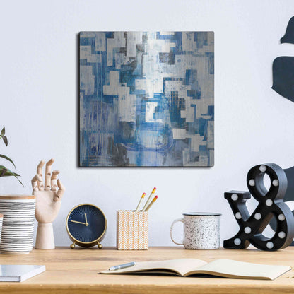 Luxe Metal Art 'In Blue A Maze' by Melissa Averinos, Metal Wall Art,12x12