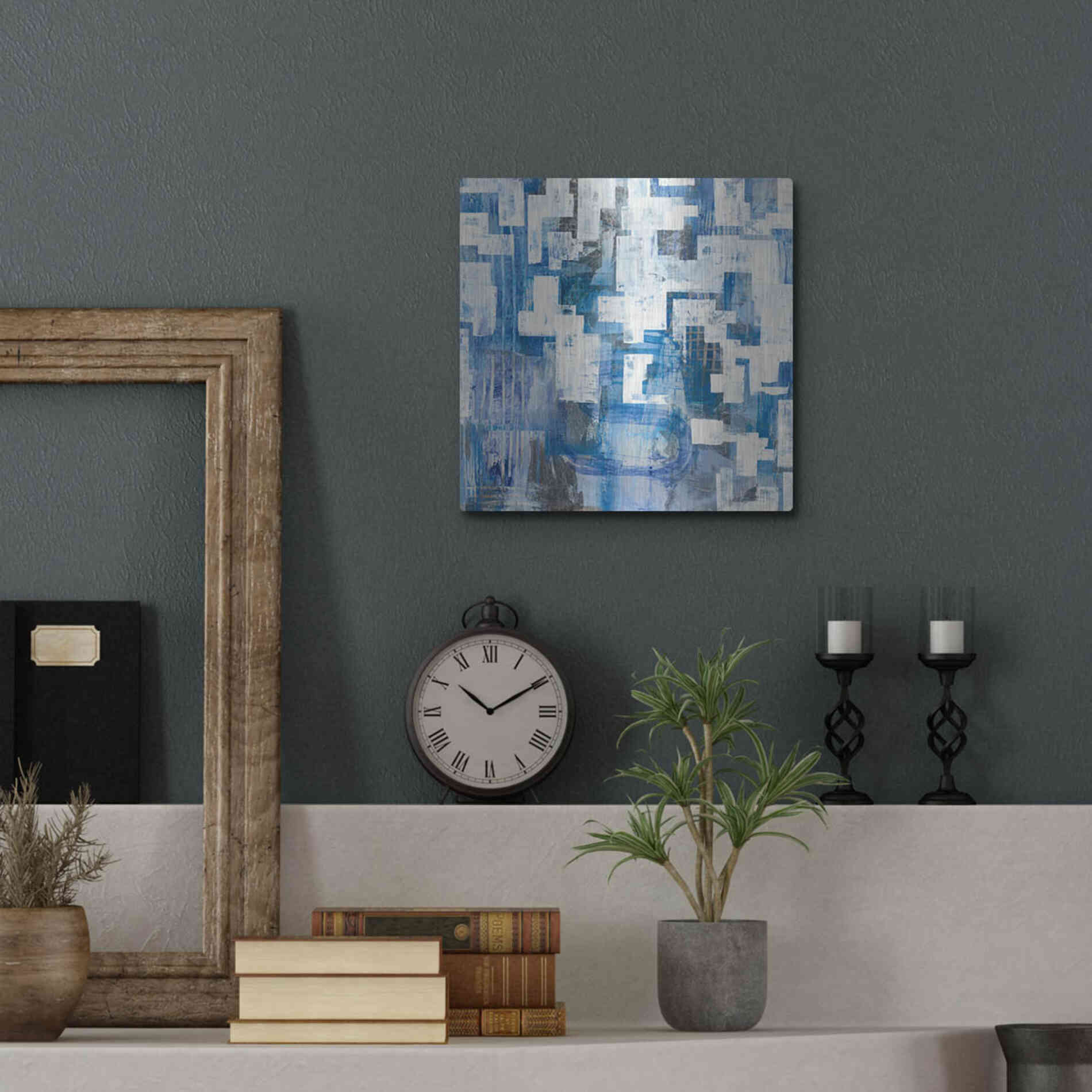 Luxe Metal Art 'In Blue A Maze' by Melissa Averinos, Metal Wall Art,12x12