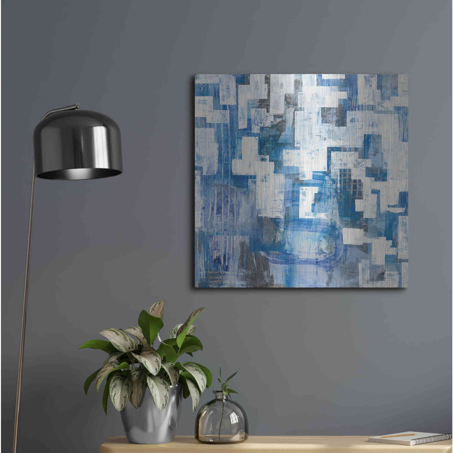 Luxe Metal Art 'In Blue A Maze' by Melissa Averinos, Metal Wall Art,24x24