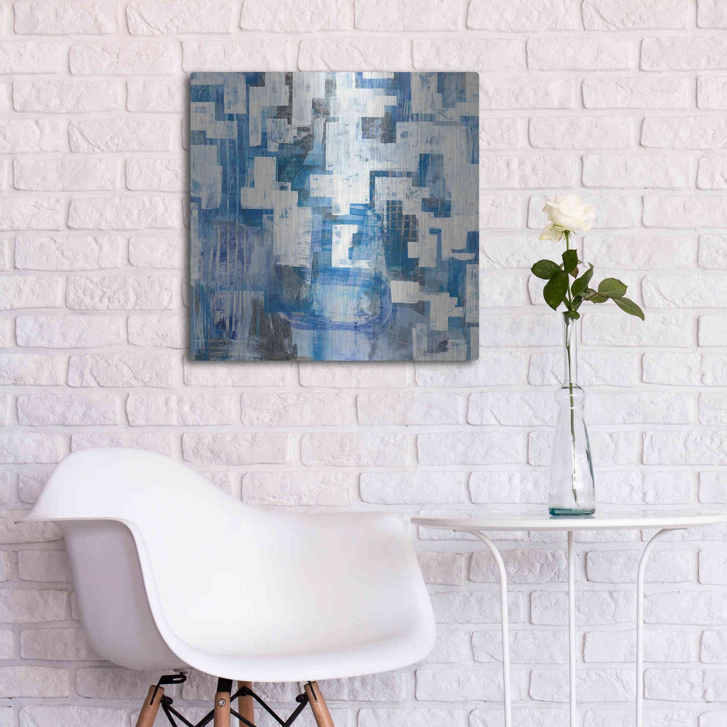 Luxe Metal Art 'In Blue A Maze' by Melissa Averinos, Metal Wall Art,24x24