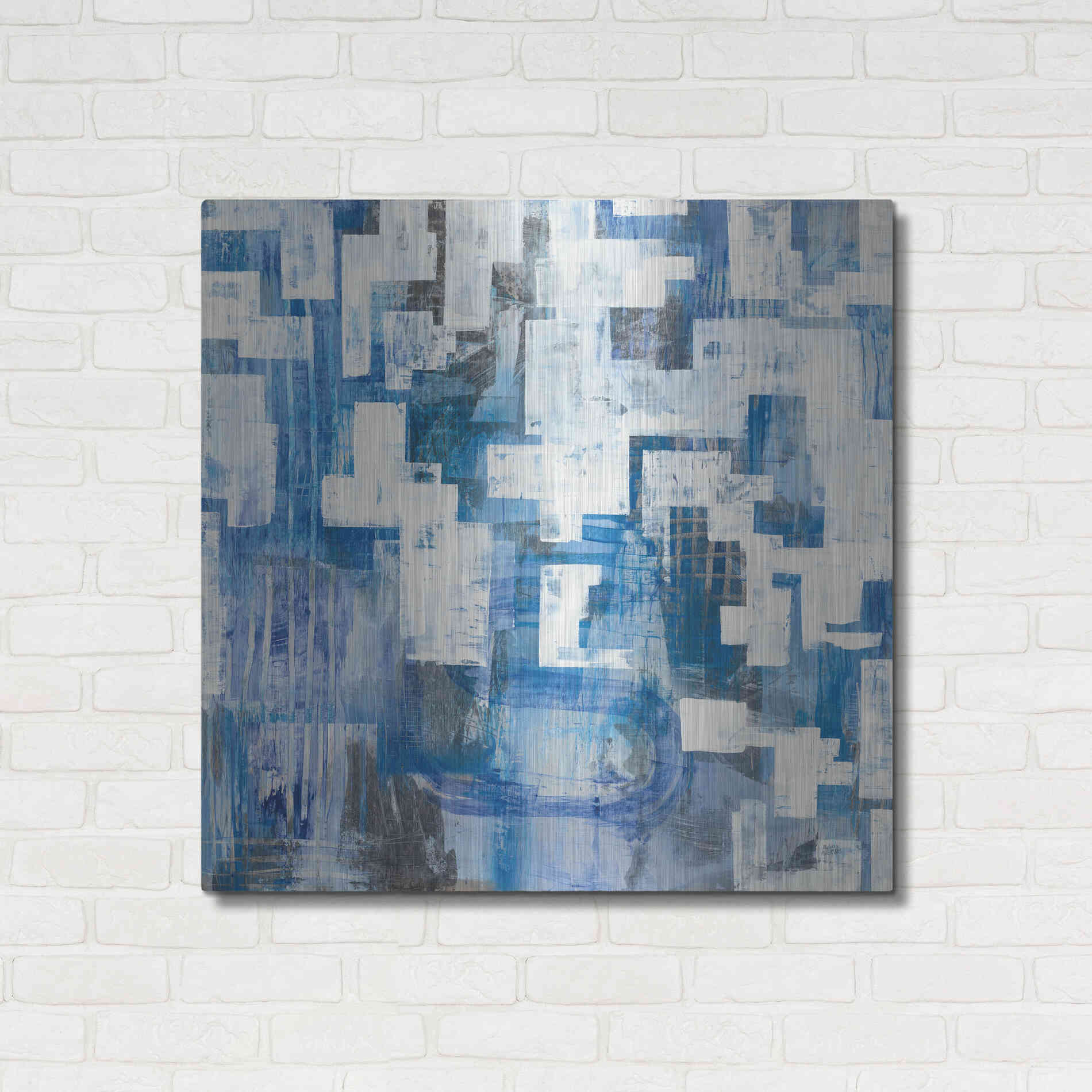 Luxe Metal Art 'In Blue A Maze' by Melissa Averinos, Metal Wall Art,36x36