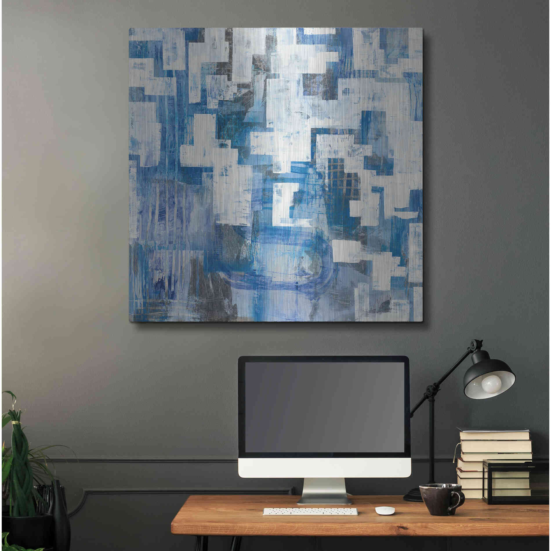 Luxe Metal Art 'In Blue A Maze' by Melissa Averinos, Metal Wall Art,36x36