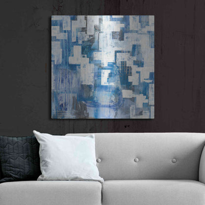 Luxe Metal Art 'In Blue A Maze' by Melissa Averinos, Metal Wall Art,36x36