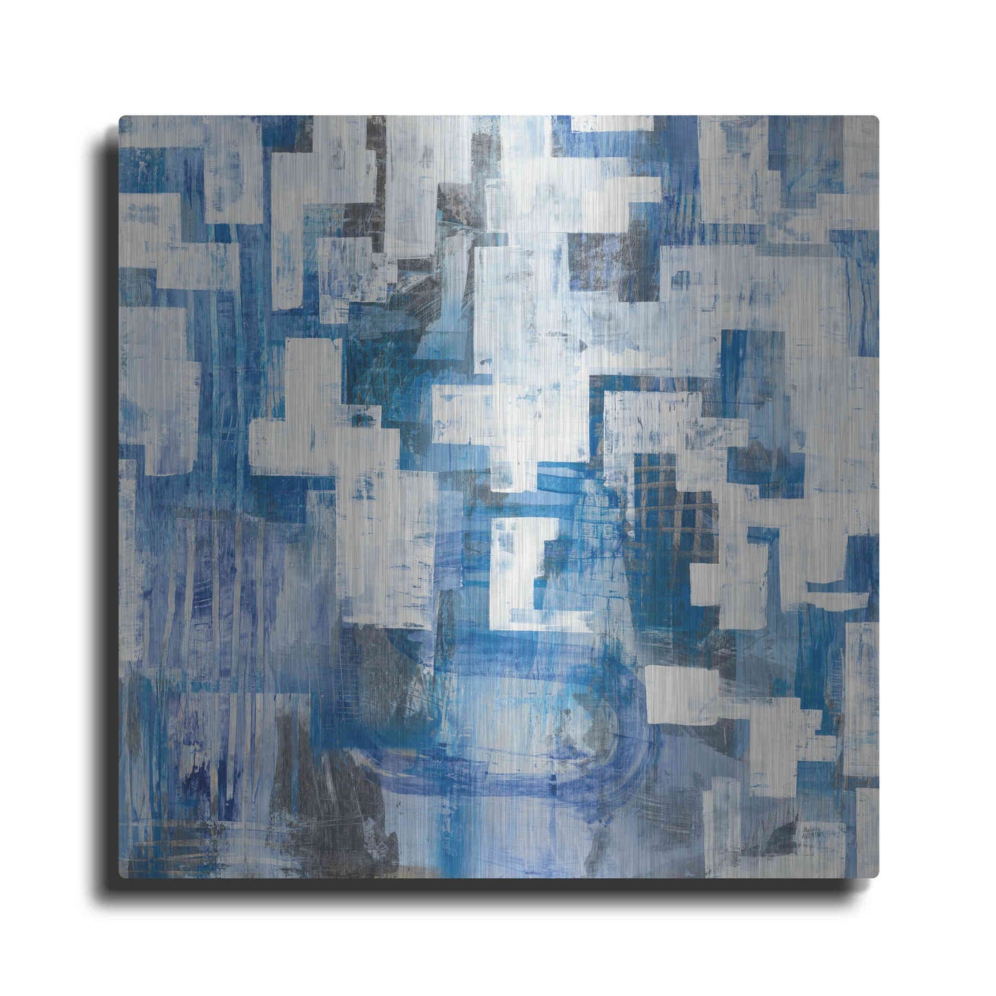 Luxe Metal Art 'In Blue A Maze' by Melissa Averinos, Metal Wall Art