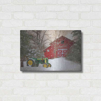 Luxe Metal Art 'Winter at the Barn' by Lori Deiter, Metal Wall Art,24x16