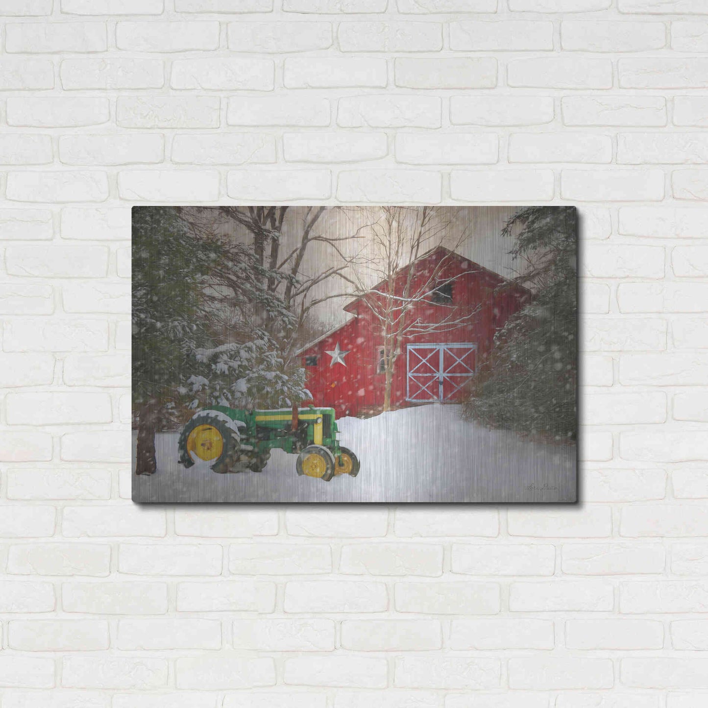 Luxe Metal Art 'Winter at the Barn' by Lori Deiter, Metal Wall Art,36x24