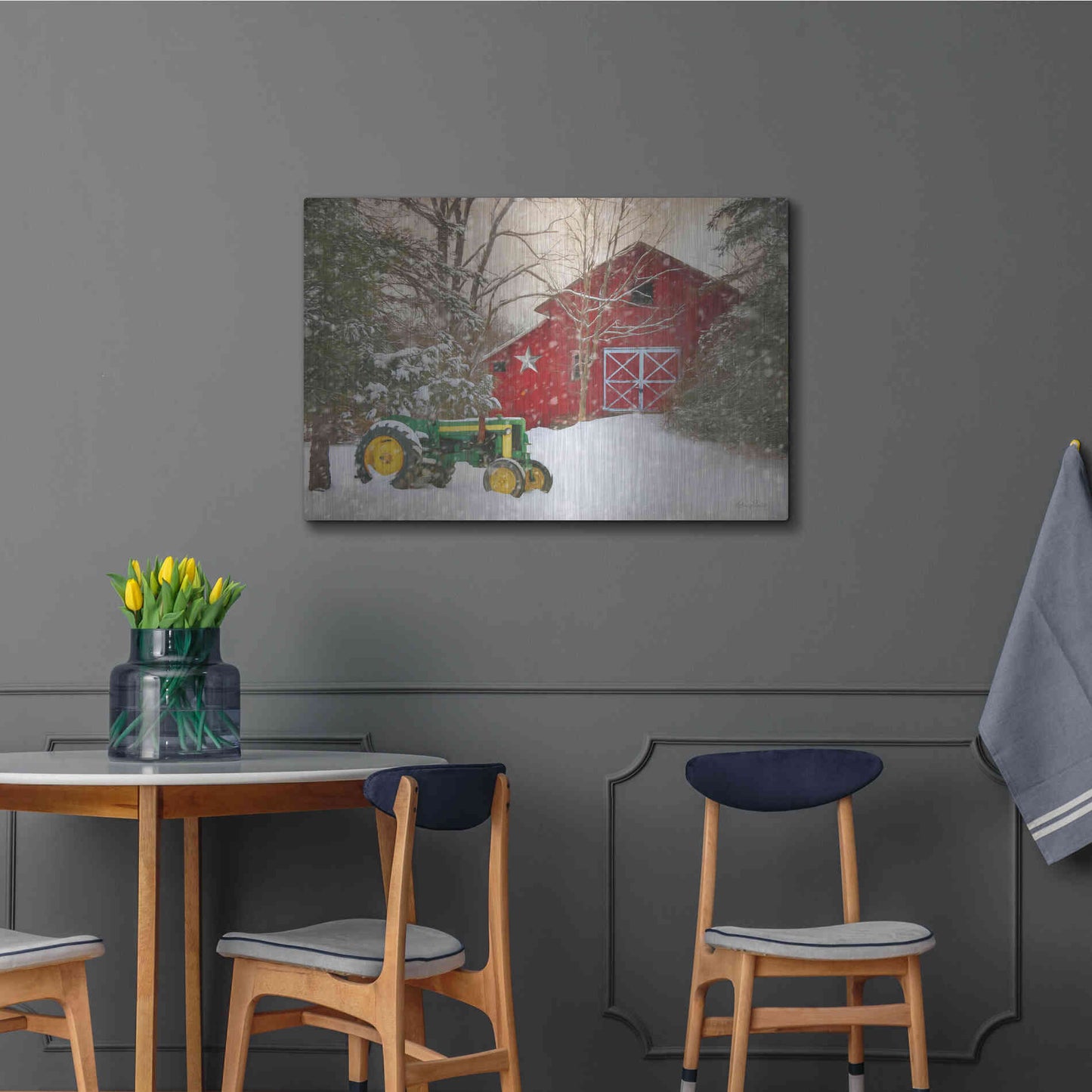 Luxe Metal Art 'Winter at the Barn' by Lori Deiter, Metal Wall Art,36x24