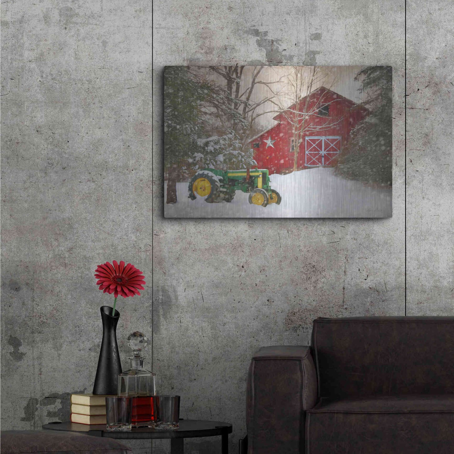 Luxe Metal Art 'Winter at the Barn' by Lori Deiter, Metal Wall Art,36x24