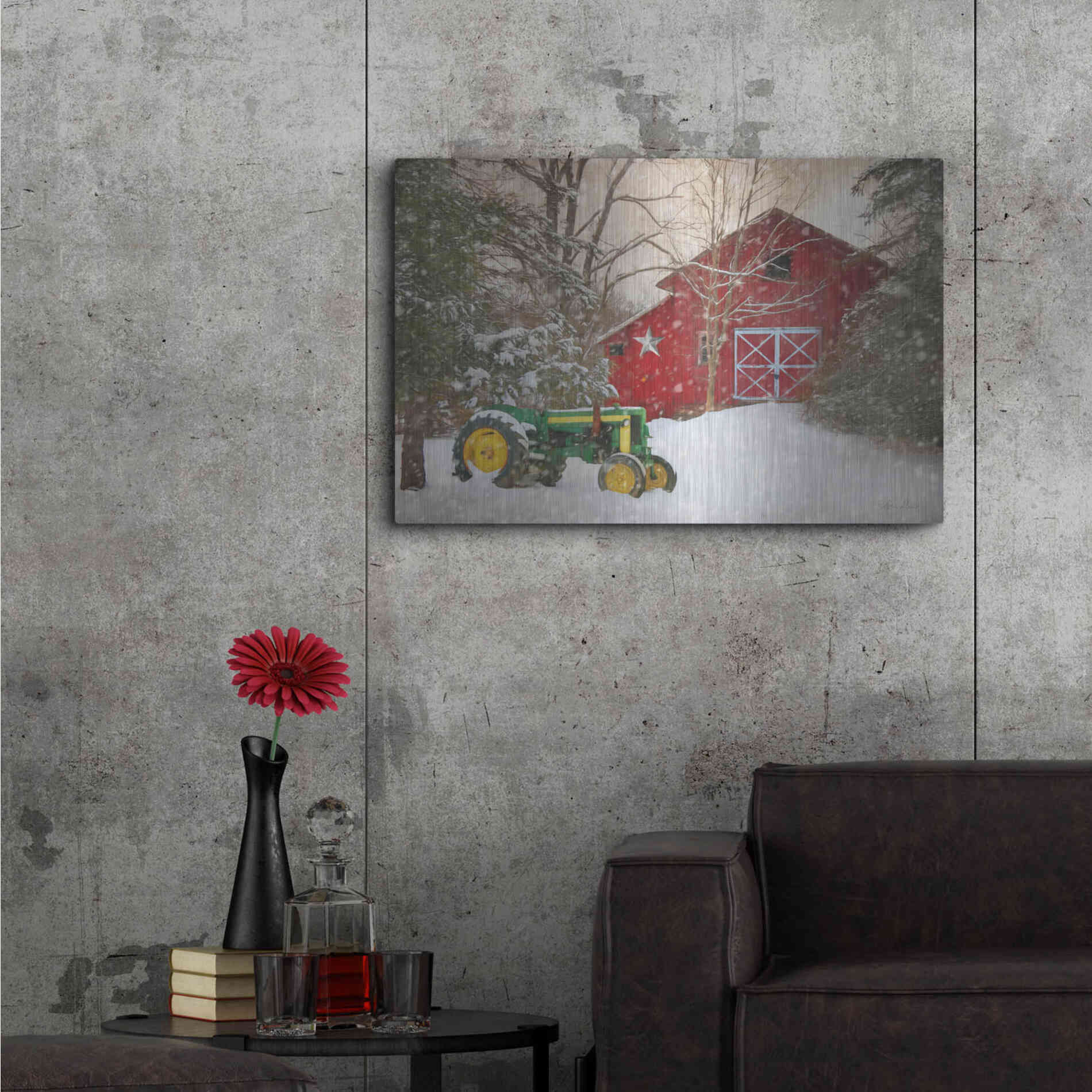 Luxe Metal Art 'Winter at the Barn' by Lori Deiter, Metal Wall Art,36x24